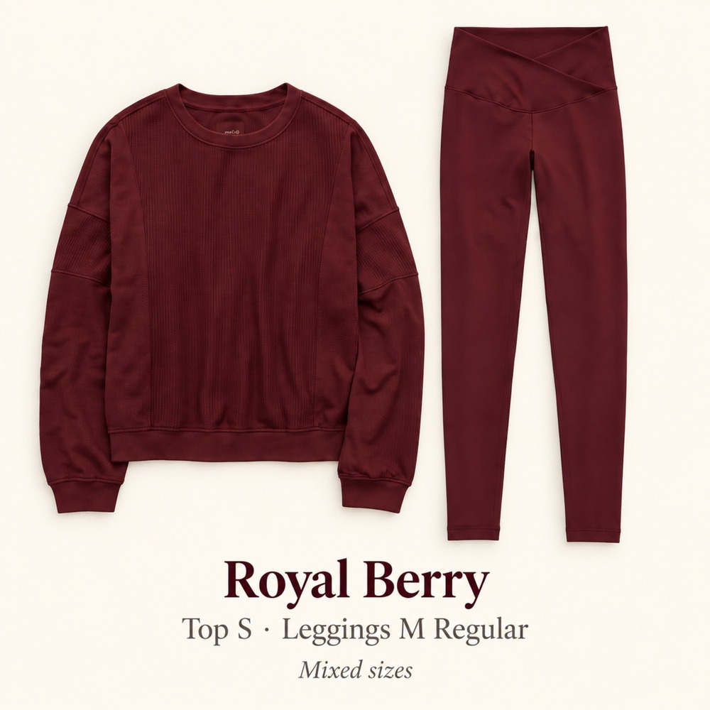 Aerie Royal Berry Waffle Top S & Leggings M Bundle